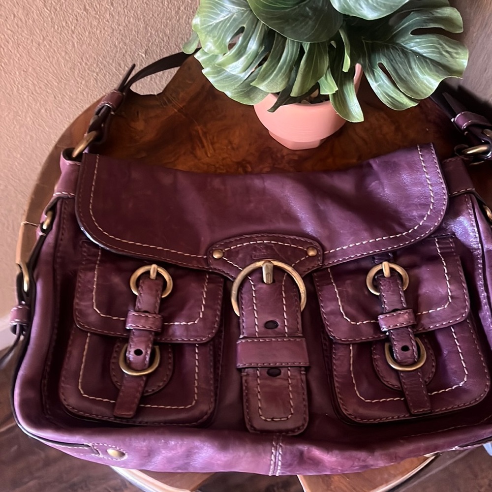 Burgundy leather vintage coach purse